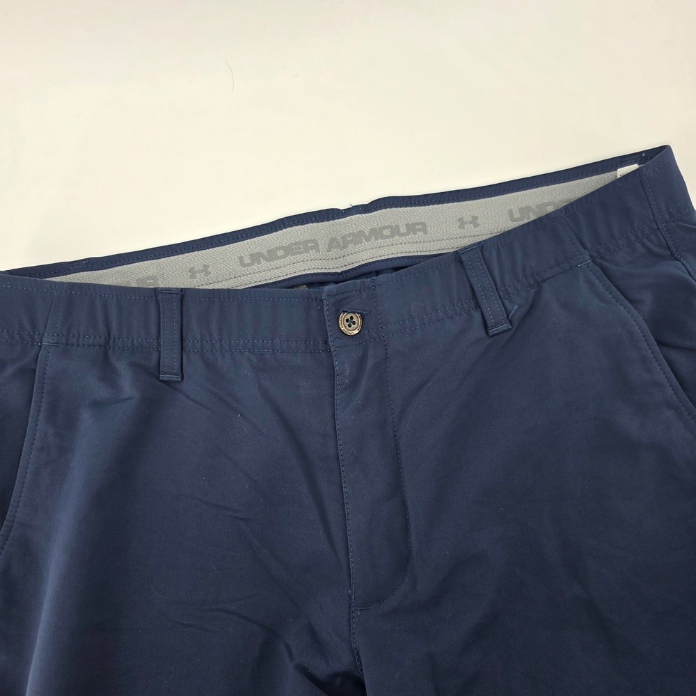 Under Armour Mens Performance Golf Navy Blue Chino Flat Front Pants Size 38x32